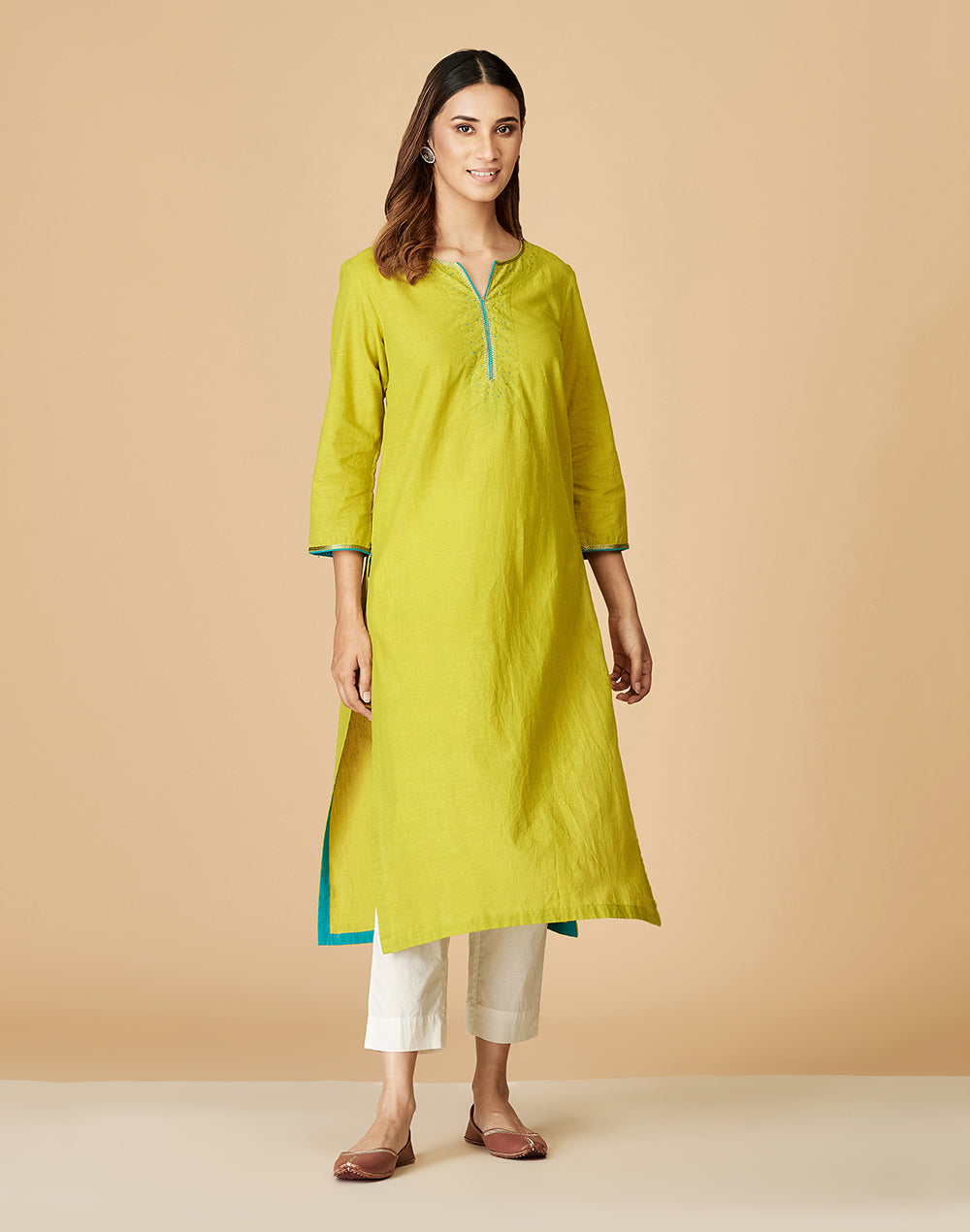 All Color Cotton Embroidered Long Kurta