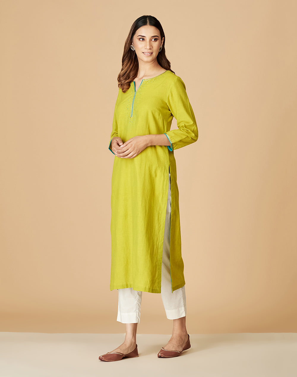 All Color Cotton Embroidered Long Kurta